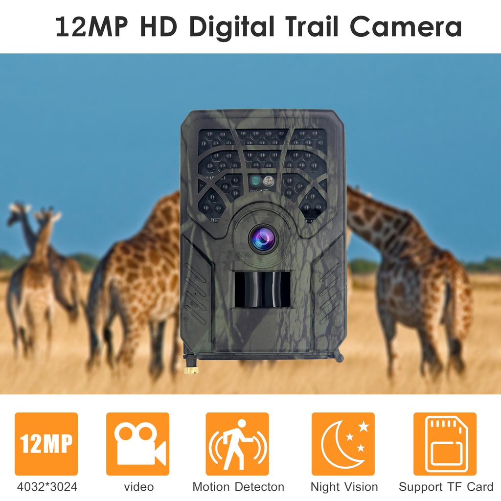 Цифровая камера для слежения 12 Мп HD для охоты и слежения с активацией движения и ночным инфракрасным видением