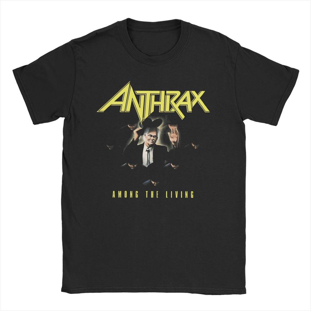 Anthrax Among The Living Mens T Shirt  Vintage Tee Shirt Short Sleeve Crew Neck TShirt Pure Cotton Summer Clothes