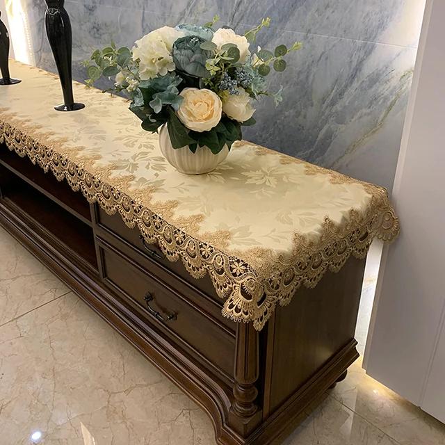 Скатерть прямоугольная европейская кофейная вышитая кружевная тумба под телевизор, чехол для стола, скатерть из ткани с длинной полоской, пылезащитный чехол
