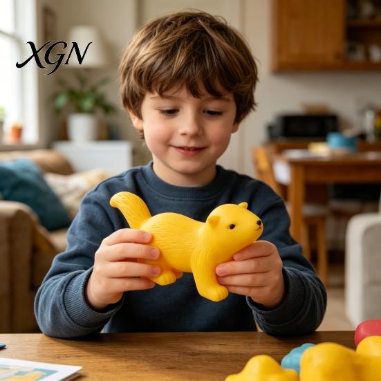 Soft Pinch Toy for Children Realistic Squirrel Squeeze with Sound TPR Fidget Built-in BB Kids Adults Cute Animal-Shaped Decompression Gadget