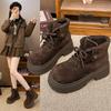 Женские зимние легкие теплые ботинки на толстой подошве на шнуровке, с мягкой стелькой, нескользящие, износостойкие, повседневные кроссовки, плюшевые хлопковые ботинки Мартин