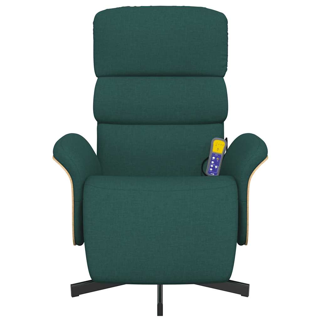 Massage Chair with Footrest Dark Green Fabric