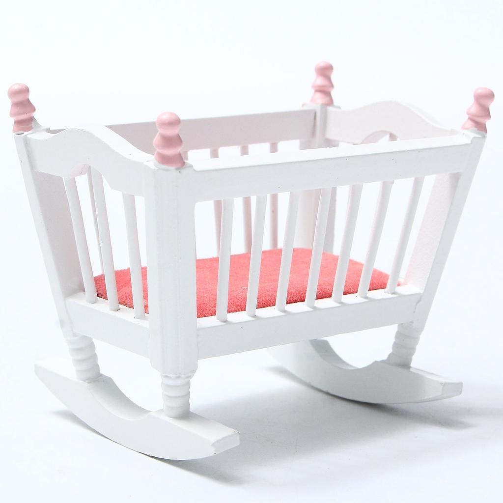 6 шт. / Компл. Деревянный DIY мини кукольный домик мебель для спальни набор игрушек 1/12 имитация мебели модель игрушки для украшения кукольного домика розовый