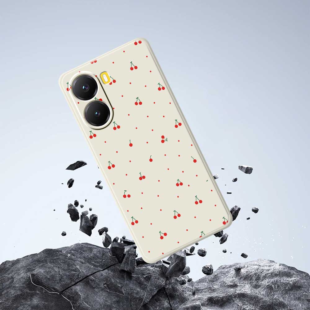 For Xiaomi Redmi Turbo 4 5G/Poco X7 Pro 5G Case Red Cherry Pattern Printing Straight Edge TPU Phone Back Cover