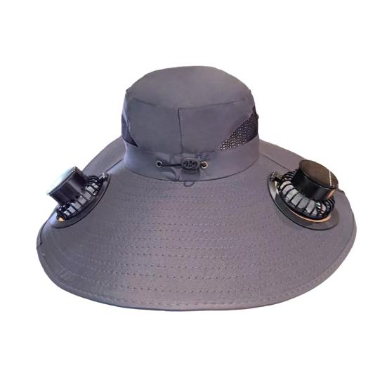 Buckle Hat with Dual Fans Large Battery Solar Charging Full-Face Sun Protection Large Brim Sun Hat Adjustable Drawstring Walking Cooling Hat