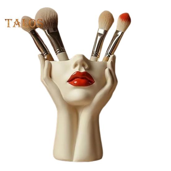 Держатель для ручек с женским контуром, художественная ваза ручной работы в форме женской головы, минималистичный держатель для кистей для макияжа для дома, гостиной, книжной полки, декора