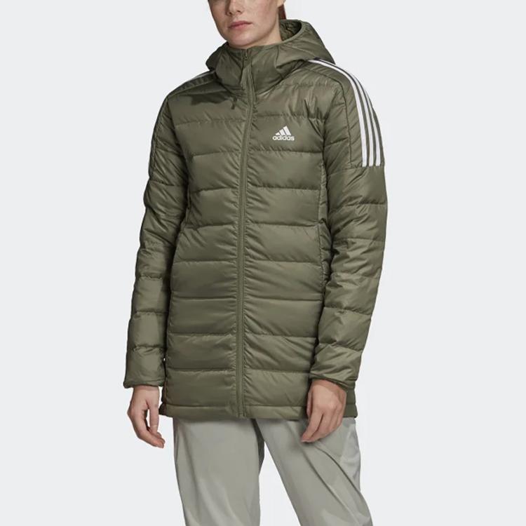 adidas Женская легкая пуховая парка с капюшоном Essentials Legacy Green GH4591