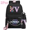 2Pcs/set 26 English Letter K-pop Printed Backpack with 750Ml Water Bottler for Teenager Girl Boy Bookbag Kid Gift Large Capacity waterproof Travel Bag
