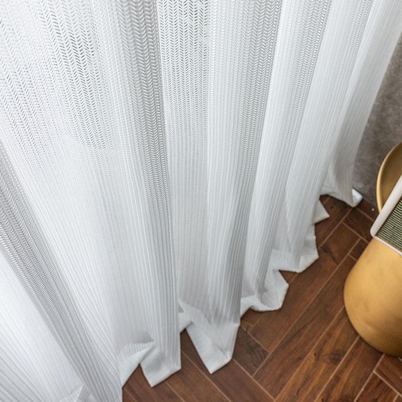 Белая марлевая занавеска «рыбий скелет» для гостиной, спальни, эркера, балкона, полузатеняющая, скандинавский свет, роскошный карниз