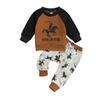 Baby Boys Pants Set 6M 12M 18M 24M 3Y Long Sleeve Crew Neck Horse Letters Print Sweatshirt with Elastic Waist Sweatpants Infant Clothes