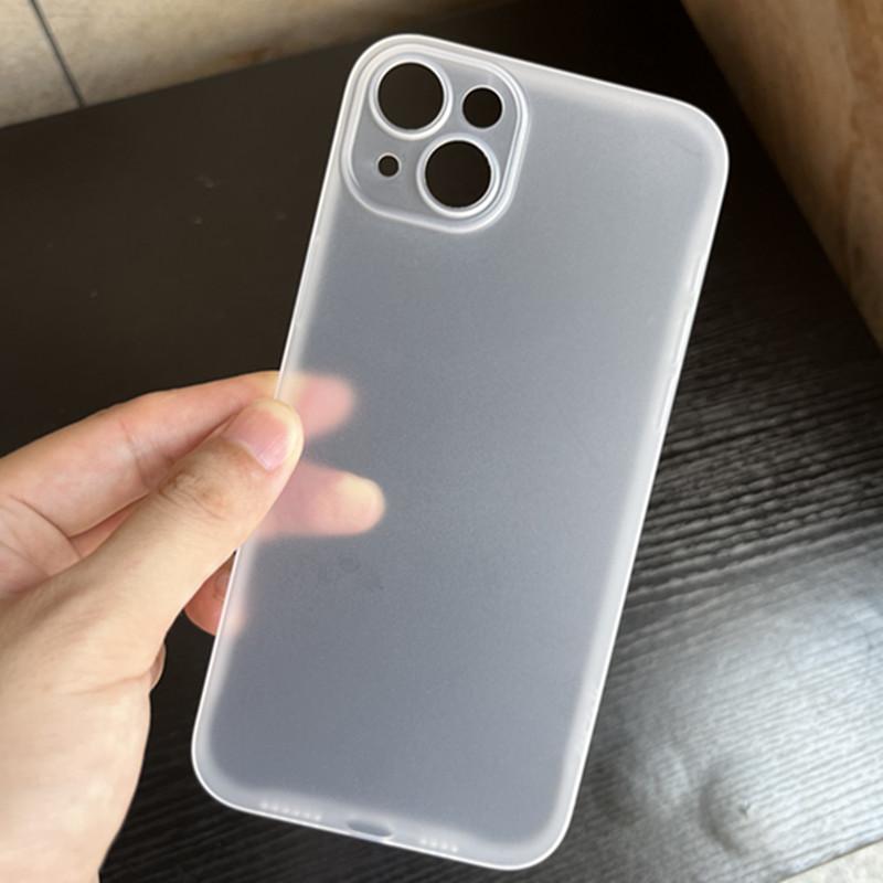 Apple 14 Transparent Mobile Phone Case IPhone 14plus Solid Color Full Inclusive Pp Hard Shell