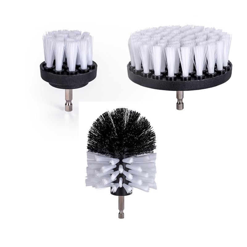3Pcs Drill Brush Attachment Set Power Scrubber Wash Cleaning Brushes Tool Kit for Clean Car Wheel Tire Glass Window