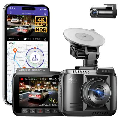AZDOME GS63Pro Видеорегистратор с передней и задней камерами, двойная HDR-коррекция изображения, инфракрасная ночная съемка, 128 ГБ eMMC, ЖК-дисплей, парковочный режим, обнаружение движения, перезапись, простое управление, 4K+1080P
