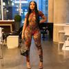 2024 Summer European & American-Style Women's Sexy Backless Mesh Jumpsuit with Fashion Print