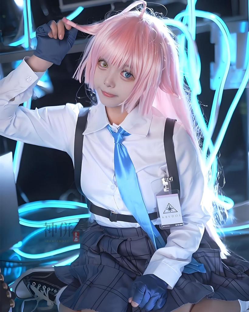 Таканаши Хосино Косплей с париком Abydos High School Blue Архив Косплей Костюм Взрослый Костюм Культурный Фестиваль Событие Костюм Сценическая Одежда