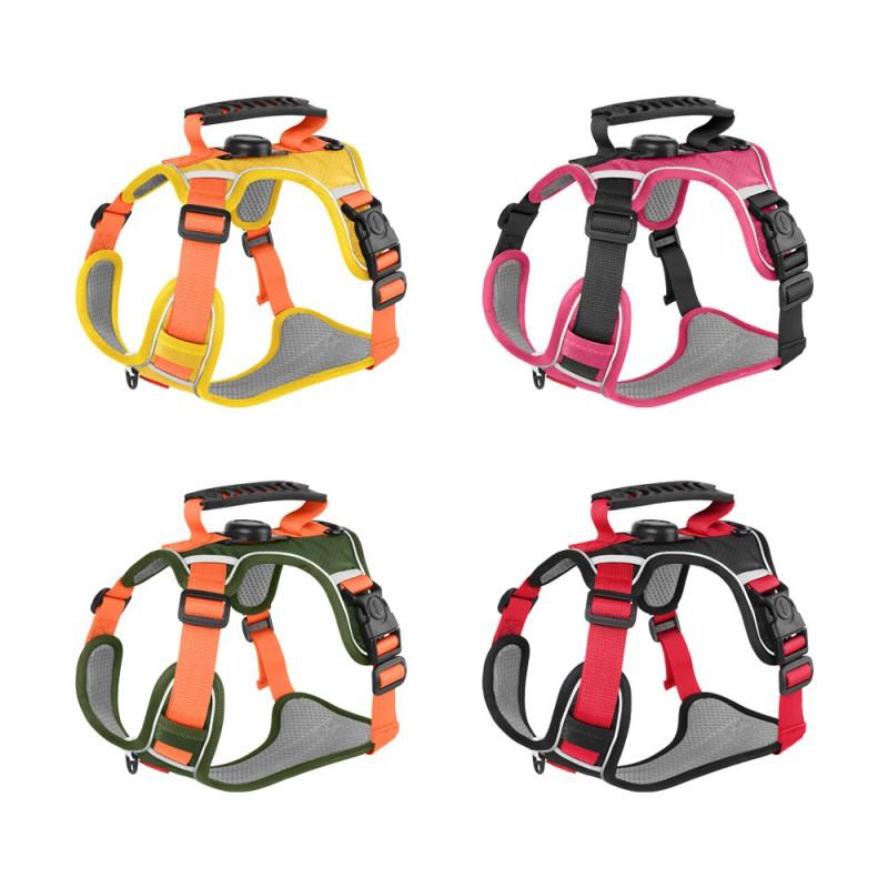 Adjustable Dog Harness With GPS Tracker Pocket Reflective Safety Vest Small To Large Dogs Outdoor Walking