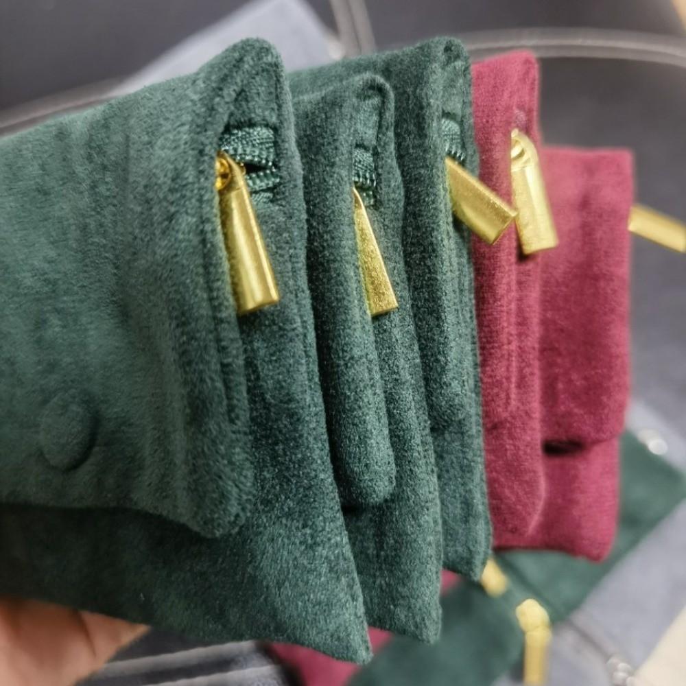 1PCS Velvet Jewellery Pouch Snap Zipper Gift Packaging Bracelet Necklace Earrings Storage