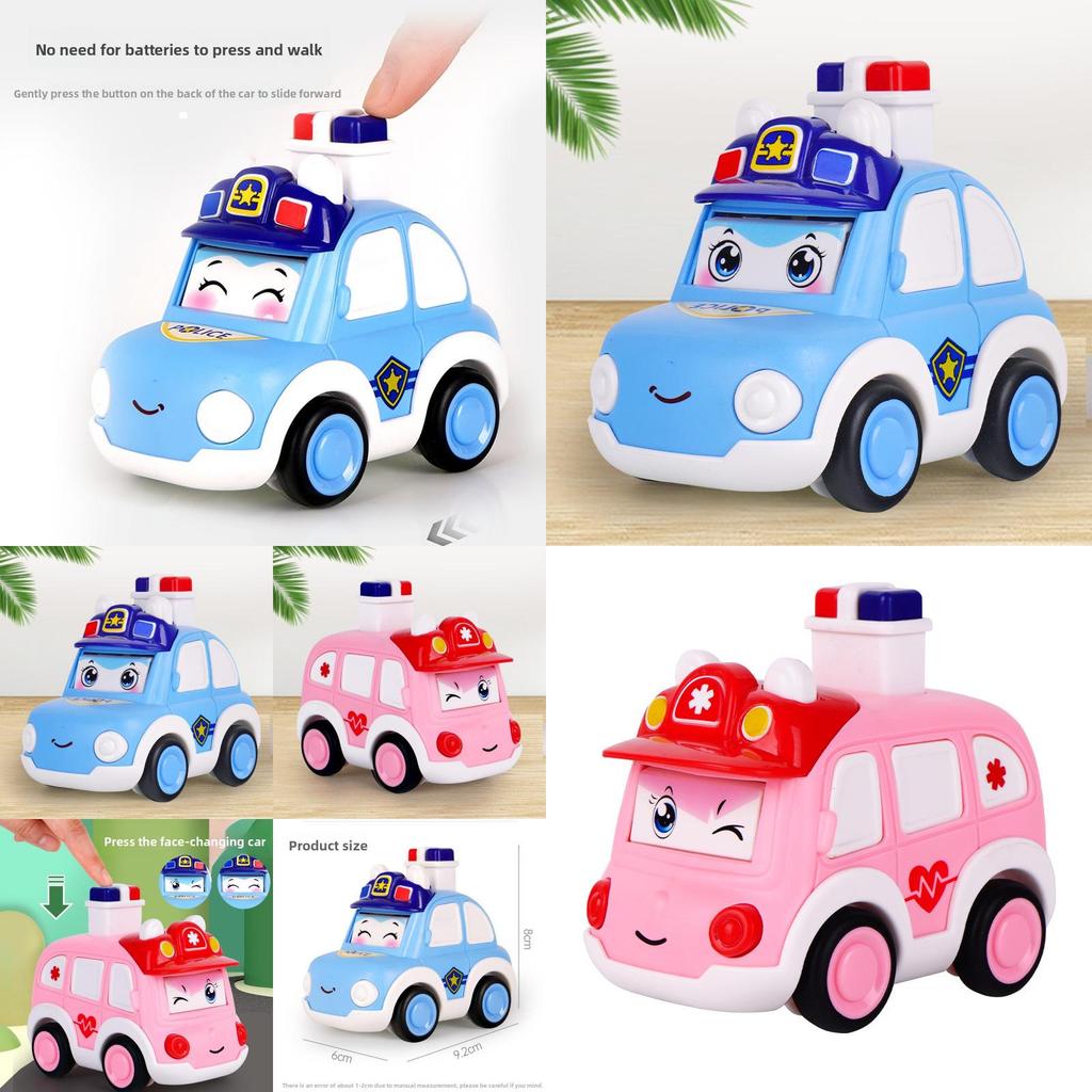 Plastic Pressing Police Car Toy For Kids With Push Drive And Visual Development