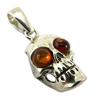 [P3331] - Silver Pendant 'Skull' Amber Cognac (rhodium-plated) - 15x10 Mm