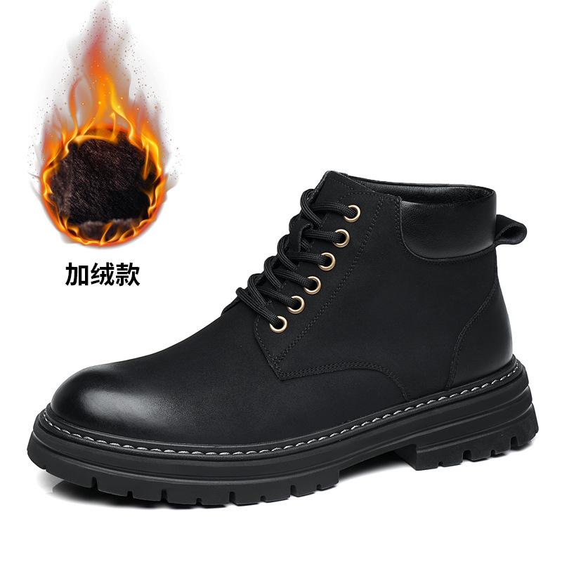 МодаОсень-зима Новые дизайнерские кожаные ботинки для мужчин Модные повседневные британские туфли на платформе Мужские однотонные роскошные рабочие ботинки для мужчин