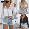 GMXIA Autumn Casual Lace-up, Cut-out Long-sleeved Knitted Sweater, Cardigan and Jacket for Women