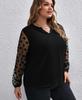 Plus Size Spring Notch Neck Polka Dot Mesh Sleeve Blouse Women Autumn Black Elegant Office Ladies Tops and Blouses