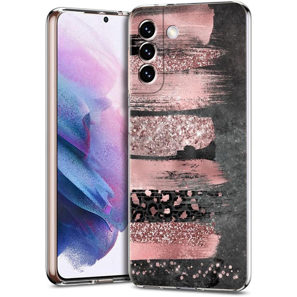 Золотой Розовый Розовый Блестящие Сердечки Чехол Для Телефона Для Samsung Galaxy S24 Ultra S23 FE S22 S20 S21 5G S10 S9 Plus S10E S8 Мягкая Прозрачная Крышка