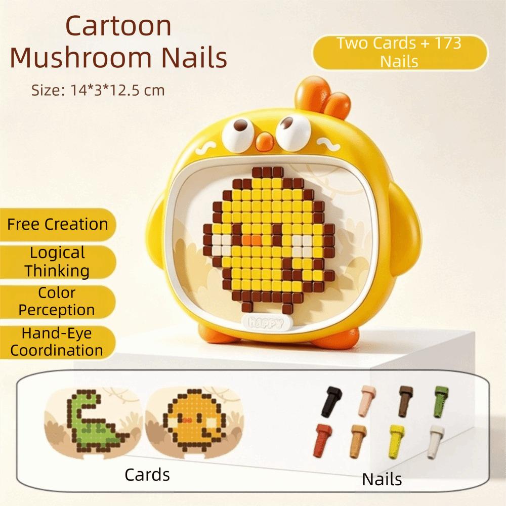 DIY Set Mushroom Peg Puzzle Toy 3D Mushroom Nail Puzzle Toy 3D Puzzle Toy Boys Girls