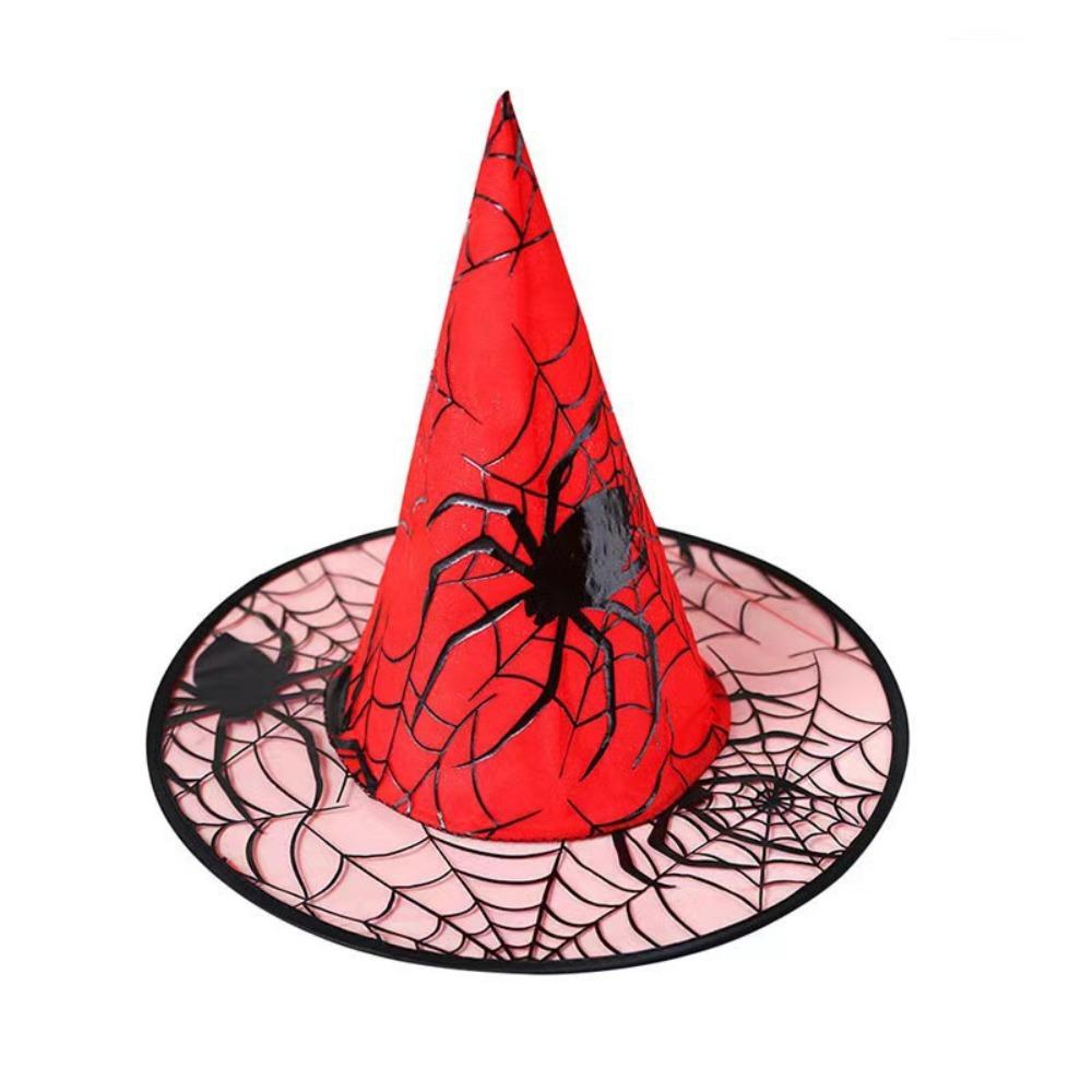 Black Halloween Witch Hat Velvet Halloween Black Cap Spider Wizard Cap Dress Up Headgear