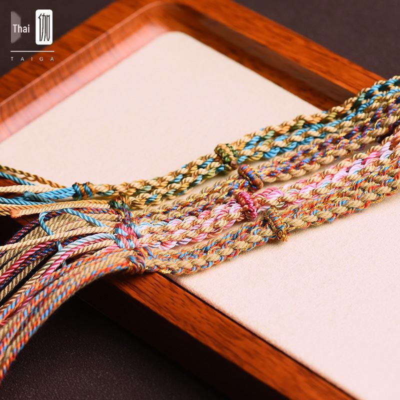 Цепочка для тайского амулета ручной работы: Тибетская подвеска Тханка с хлопковым шнуром ручной работы и агатом Дзи - Стиль А