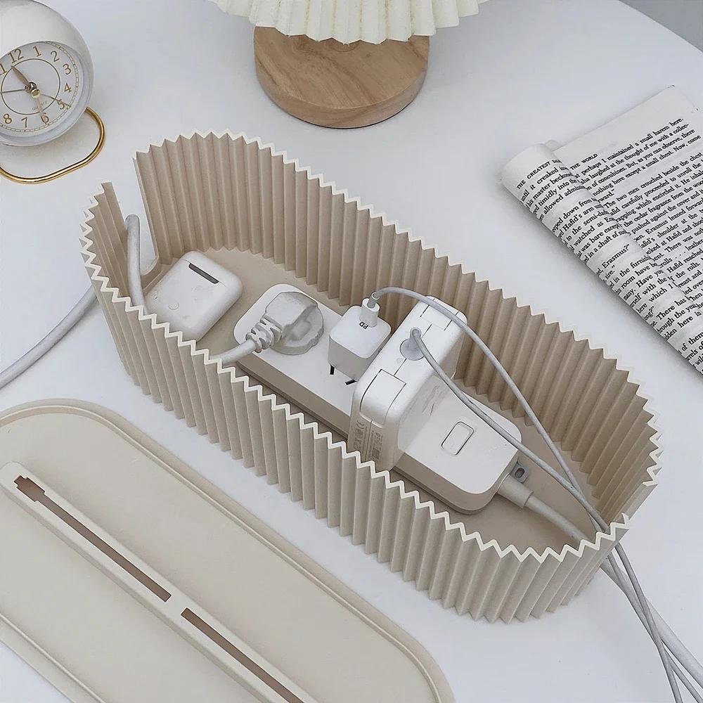 1PC Desktop Plug Board Storage Box Large Power Socket Management Box Creative Living Room Wire Data Cable Collection Box