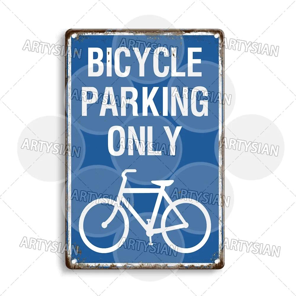 Vintage Parking Metal Sign Bicycle Disabled Motor cycle Parking Retro Metal Plaque Do not Attach Bikes To The Fence