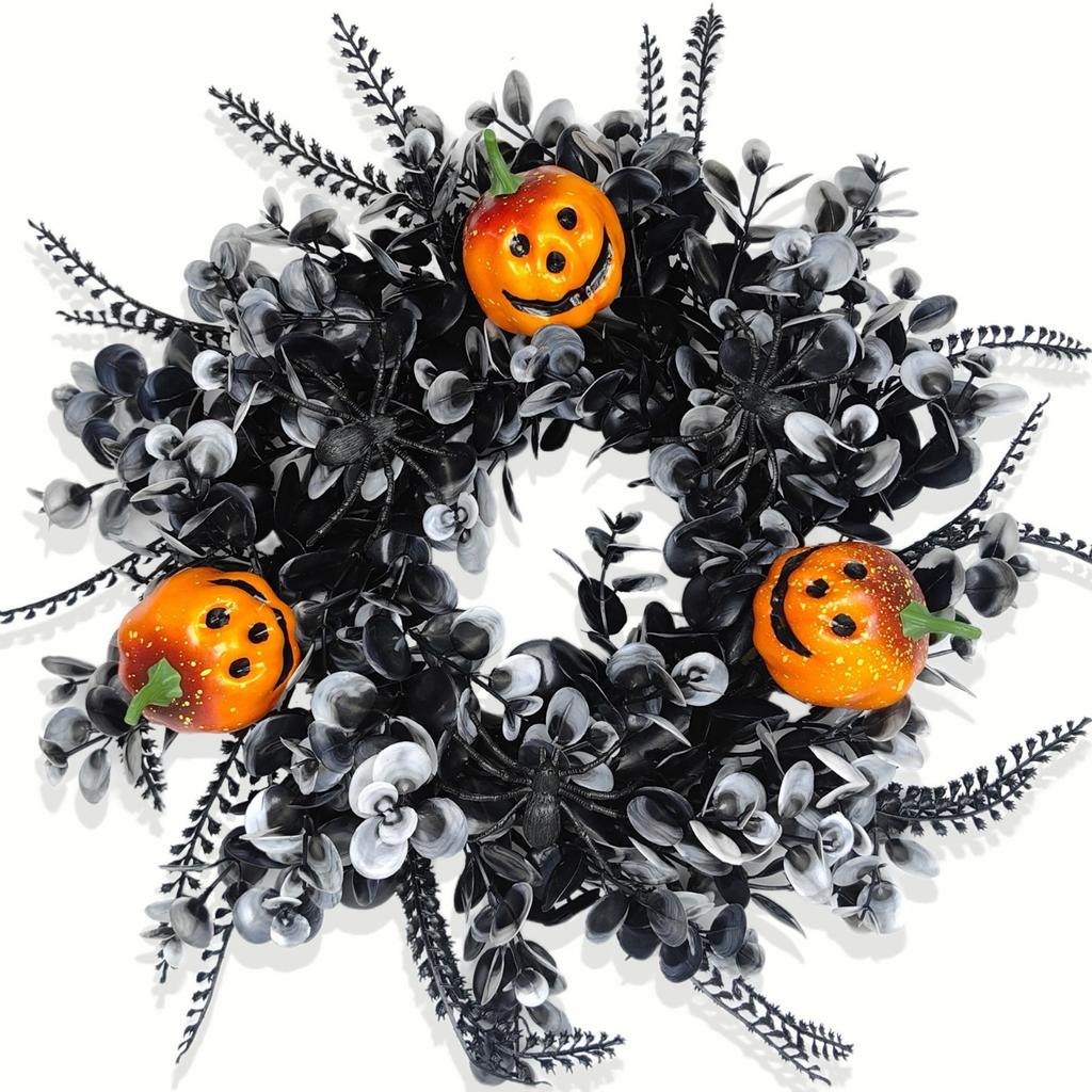1pc Realistic Artificial Dead Branch Wreath with Simulation Pumpkin Vine & Branches - Plastic Door Hanging Decoration Suitable