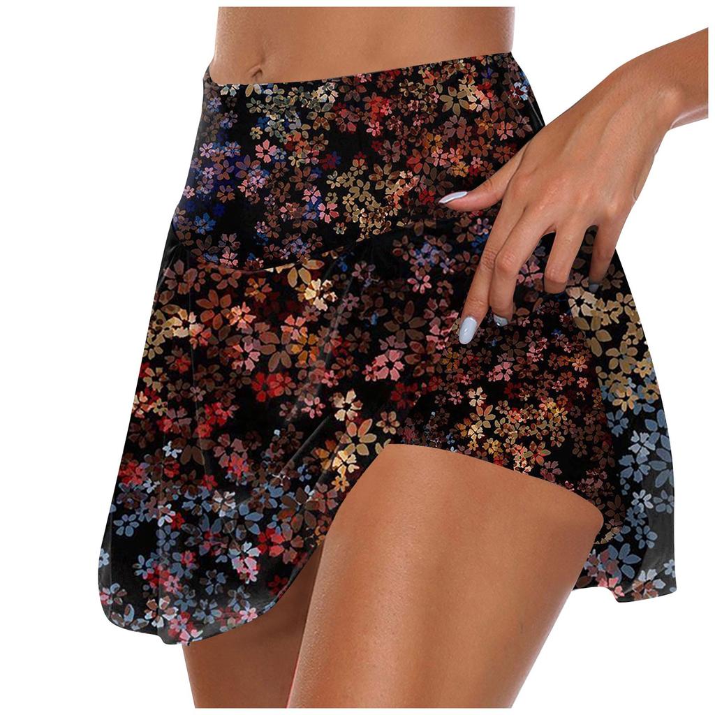 Women's Athletic Stretchy Pleated Tennis Skirts Run Yoga Inner Shorts Elastic Sports Golf Skorts