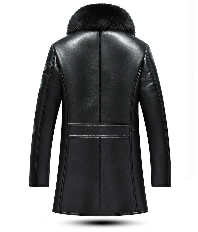 Универсальное мужское меховое пальто с меховым воротником из снежной лисы, утолщенное пальто средней длины из овчины из натуральной кожи, мужское меховое пальто