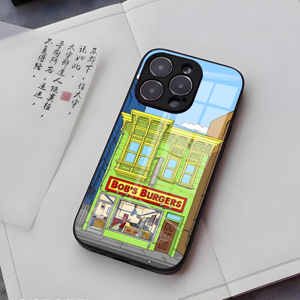 B-Bobs B-Burgers Phone Case For IPhone 17 Air 16 E Pro Max 15 14 13 Mini 12 Pro 11 Max Plus Black Glass Cover