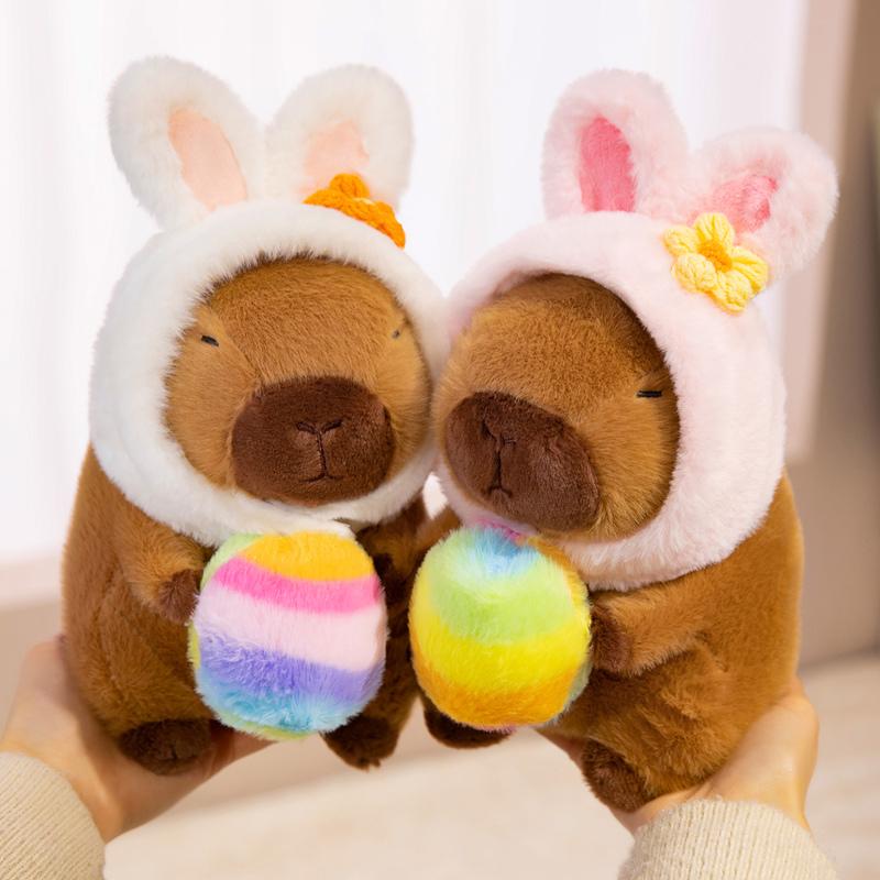 20cm Cute Easter Egg Capybara Plush Toys Movie Stuffed Animals Hug Egg Rabbit Capybara Dolls Easter Gifts for Kids Room Decor