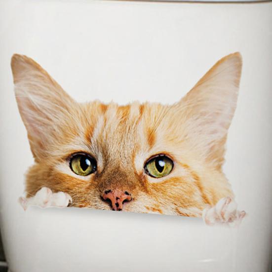 Яркие забавные водонепроницаемые наклейки с котом, легко удаляемые наклейки для украшения ванной комнаты