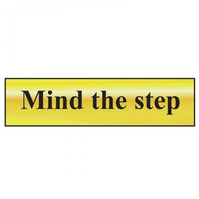 Scan Mind The Step - Polished Brass Effect 200 X 50mm