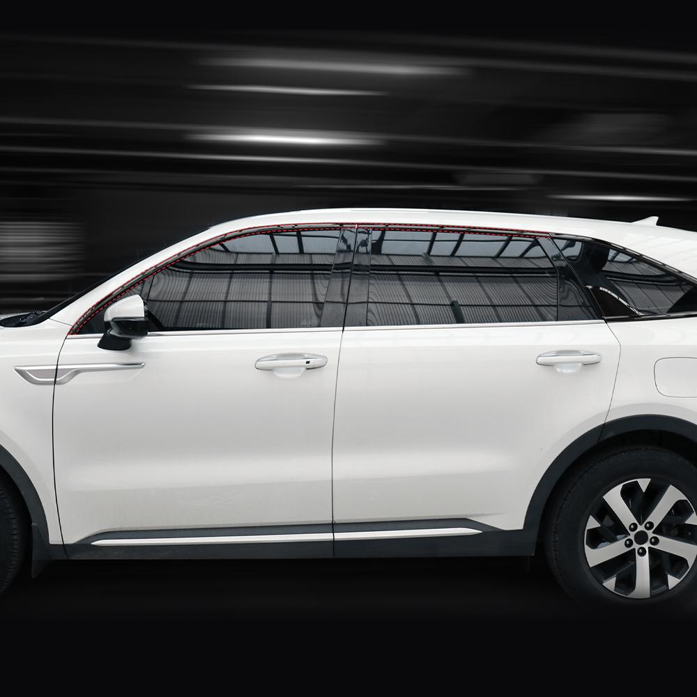 Для Kia Sorento MQ4 2021-2026 10 шт. ABS Декоративная полоска на окно автомобиля Кнопка Накладка на боковую панель Отделка Декоративная полоска на окно стойки D