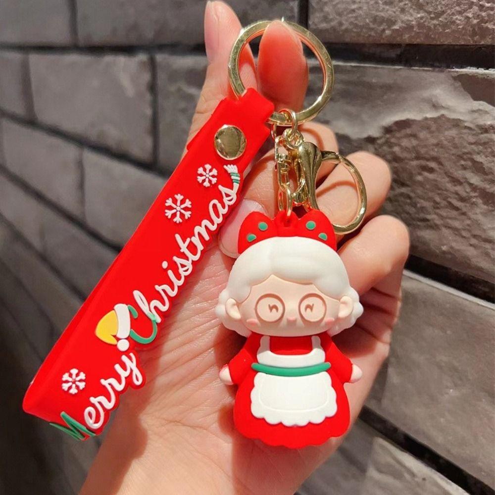 Ornaments Santa Claus Christmas Series Keychain 3D Doll Keychain Car Keys Ring New Year Keychain