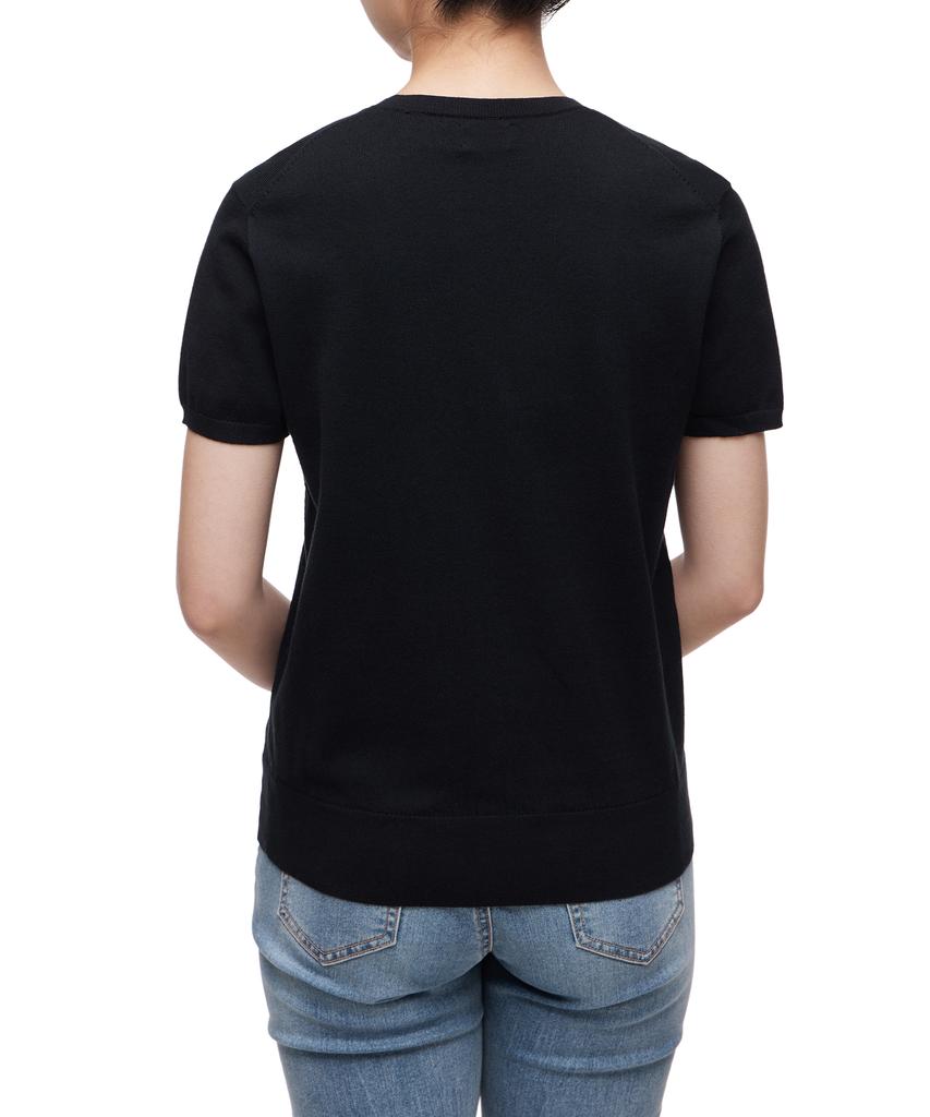 POLO RALPH LAUREN W Cotton Blend Short Sleeve Sweater - Black