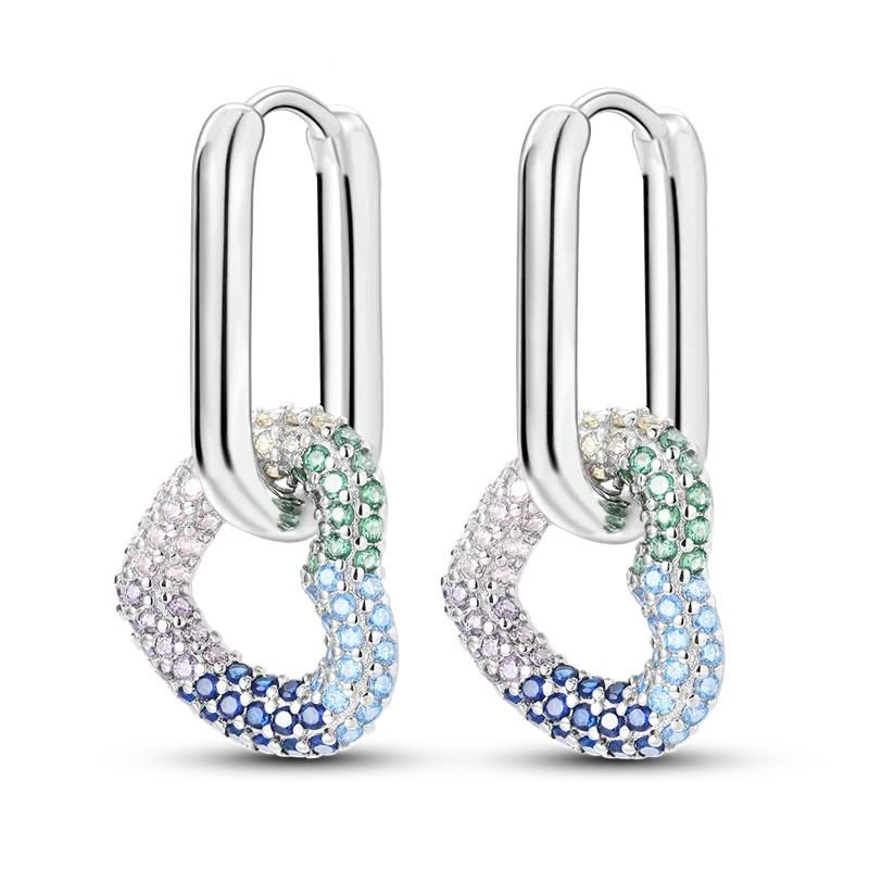 925 Silver Love Feather Moon Star Heart Earrings for Women Girls Charms Hoop Stud Jewelry Gifts