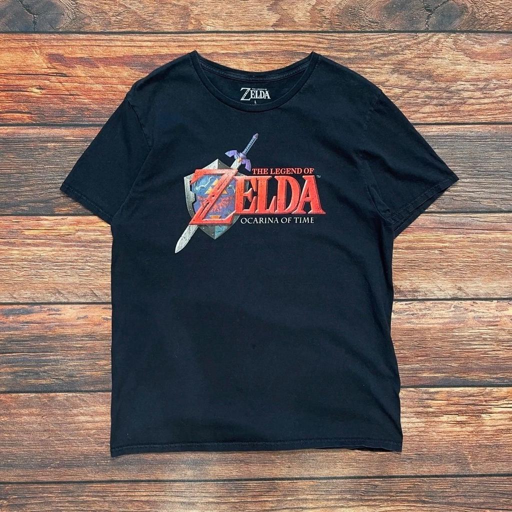 Zelda Ocarina of Time T-Shirt L Cotton Vintage Hylian Shield Master Sword Tee