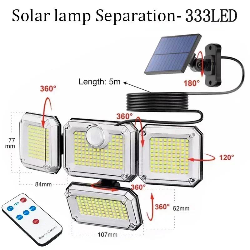 138/198/333/74 LED Solar Lights Outdoor Motion Sensor Human Induction Adjustable Head IP65 Waterproof Solar Power Wall Lamp
