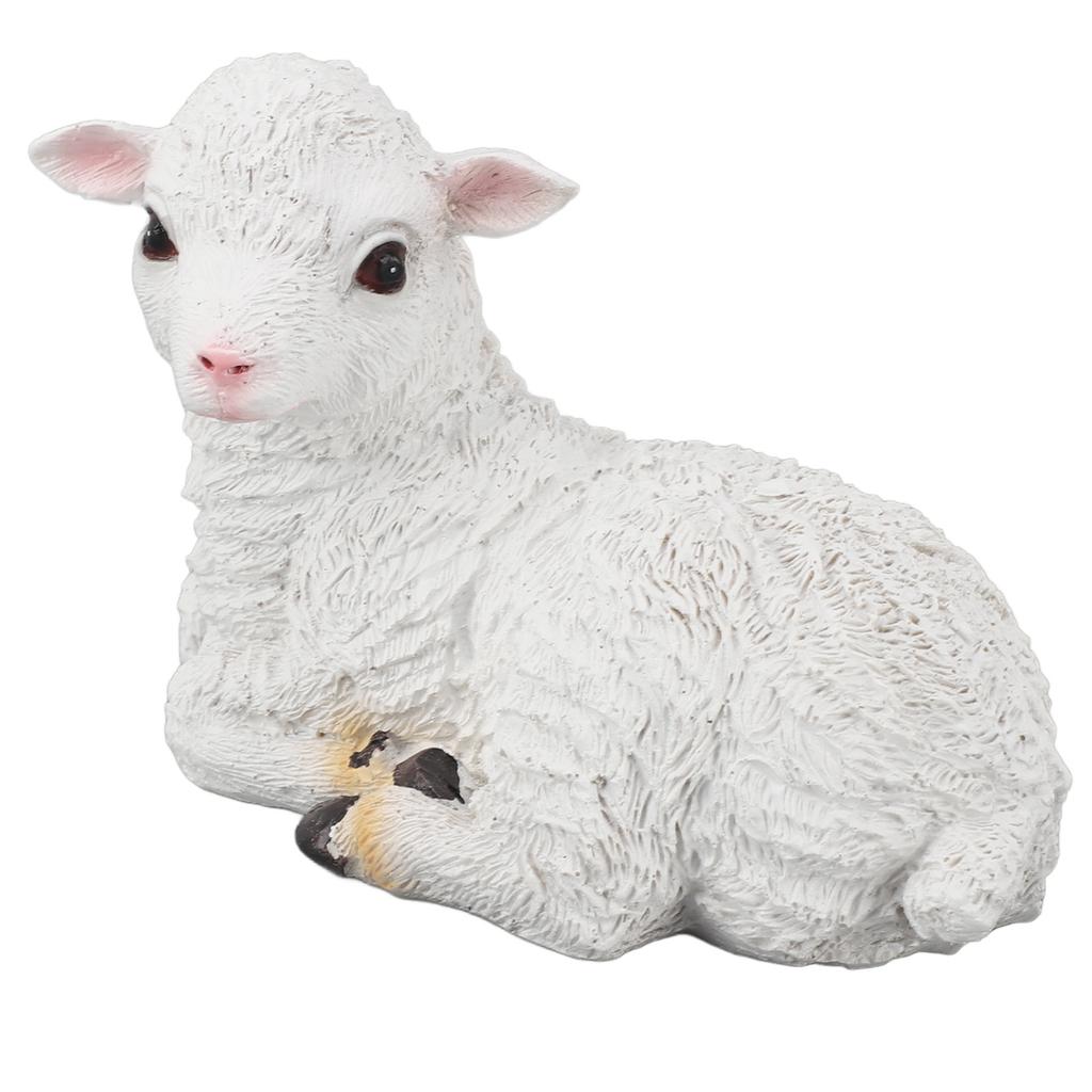 Sheep Statue Hand Made Lifelike Lamb Shape Figurine Resin Garden Sculpture for Indoor Outdoor