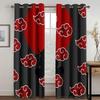 3D Cool Red Ausive Cloud Black Background Printed Window Curtains Living Room Bedroom Curtains Polyester Fabric Home Decor2Pc