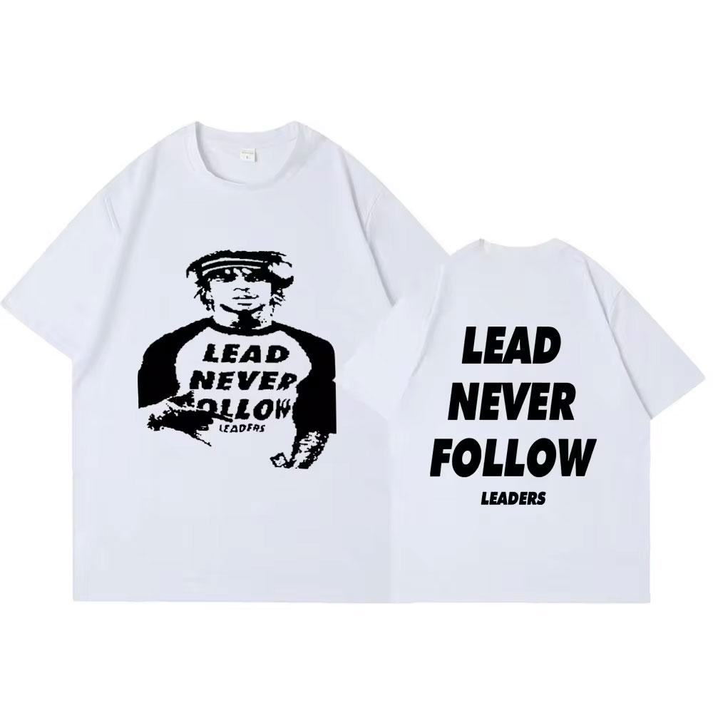 Рэпер Chief Keef Футболка с принтом 'Lead Never Follow Leaders' Мужская Женская Модная Винтажная Футболка Хлопковая Повседневная Мягкая Оверсайз Футболки