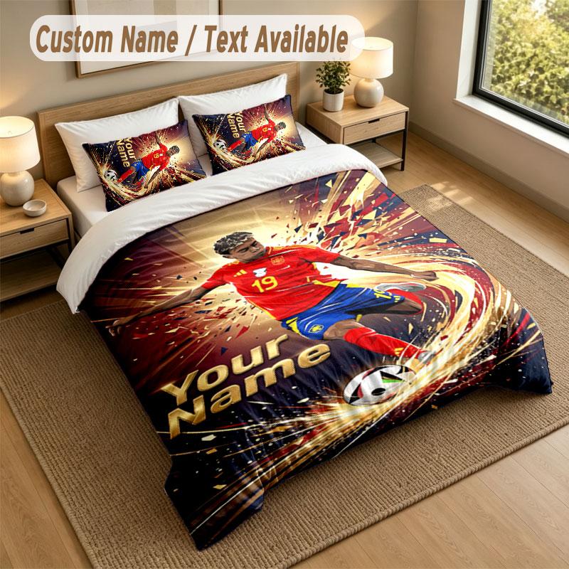 Bedding Set 1 Duvet Cover 2 Pillowcases Lamine Yamal Print Soft Bed Linen Bedroom Decor