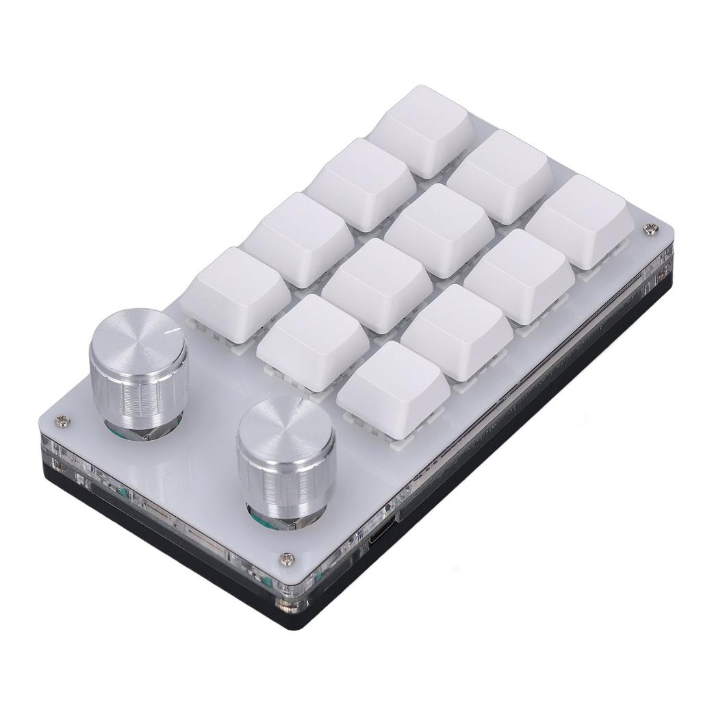 Mini USB Keypad 12 Key Multifunctional Shortcut Programmable Keyboard with 2 Knob for Gaming